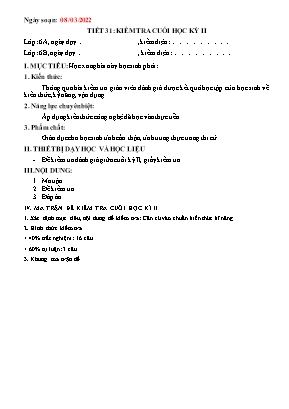 Đề kiểm tra cuối học kỳ II môn Công nghệ 6
